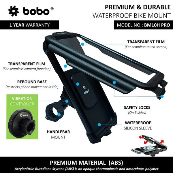 BOBO BM10H PRO Fully Waterproof Bike Phone Holder with Vibration Controller - View 5