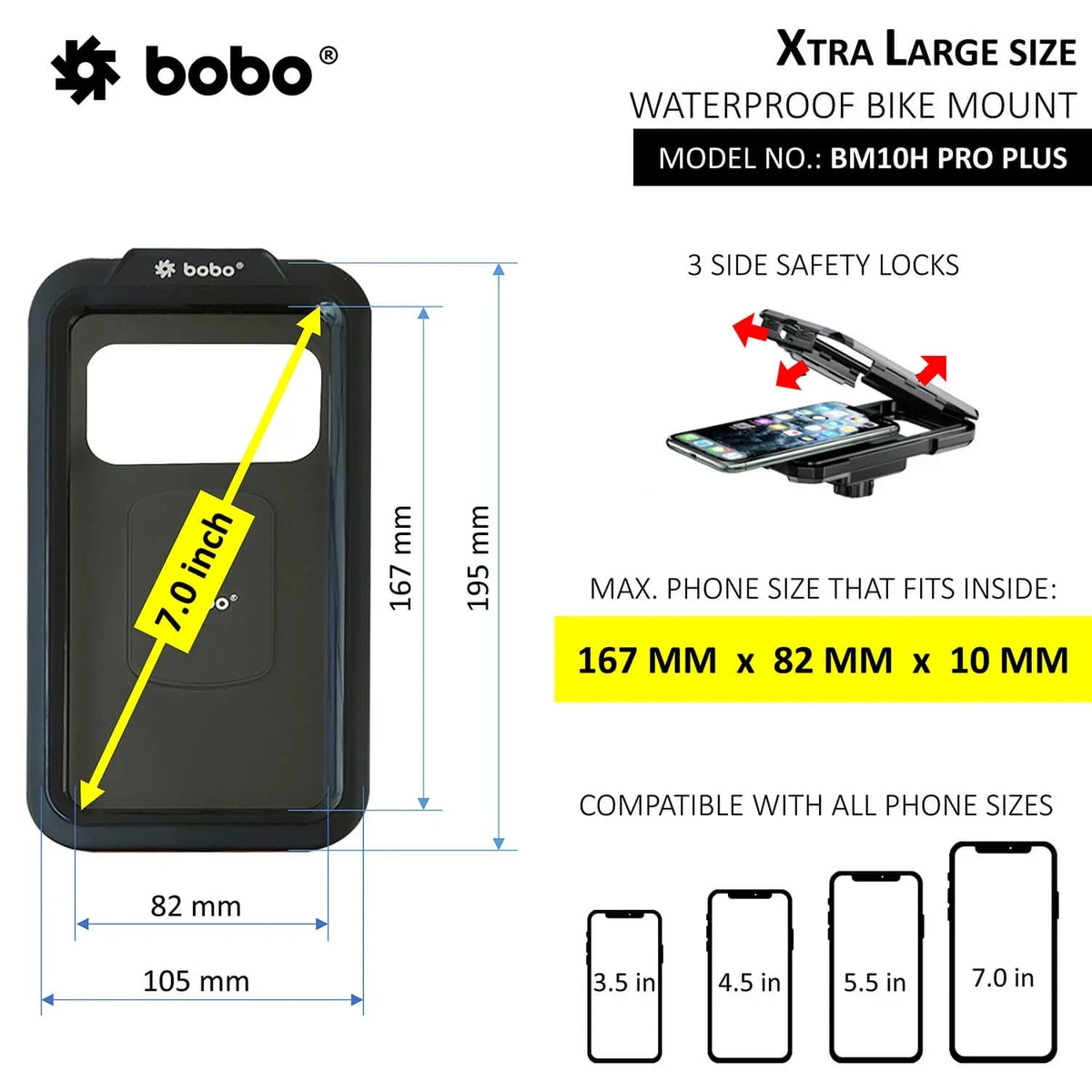 BOBO BM10H/M PRO PLUS Fully Waterproof Bike Phone Holder with PRO PLUS Vibration Damper - View 2