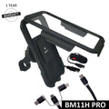 BOBO BM11H PRO Fully Waterproof Bike Phone Holder with Vibration Controller with Fast 15W Wireless & USB-C Charger