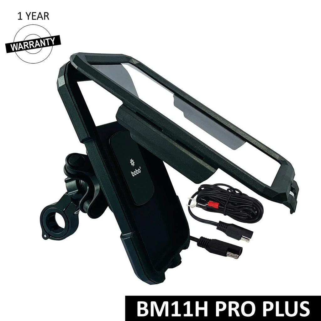 BOBO BM11H/M PRO PLUS Fully Waterproof Bike Phone Holder with PRO PLUS Vibration Damper with Fast 15W Wireless & USB-C