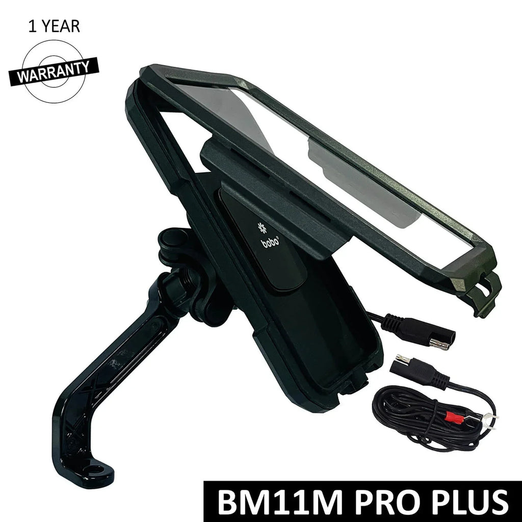 BOBO BM11H/M PRO PLUS Fully Waterproof Bike Phone Holder with PRO PLUS Vibration Damper with Fast 15W Wireless & USB-C