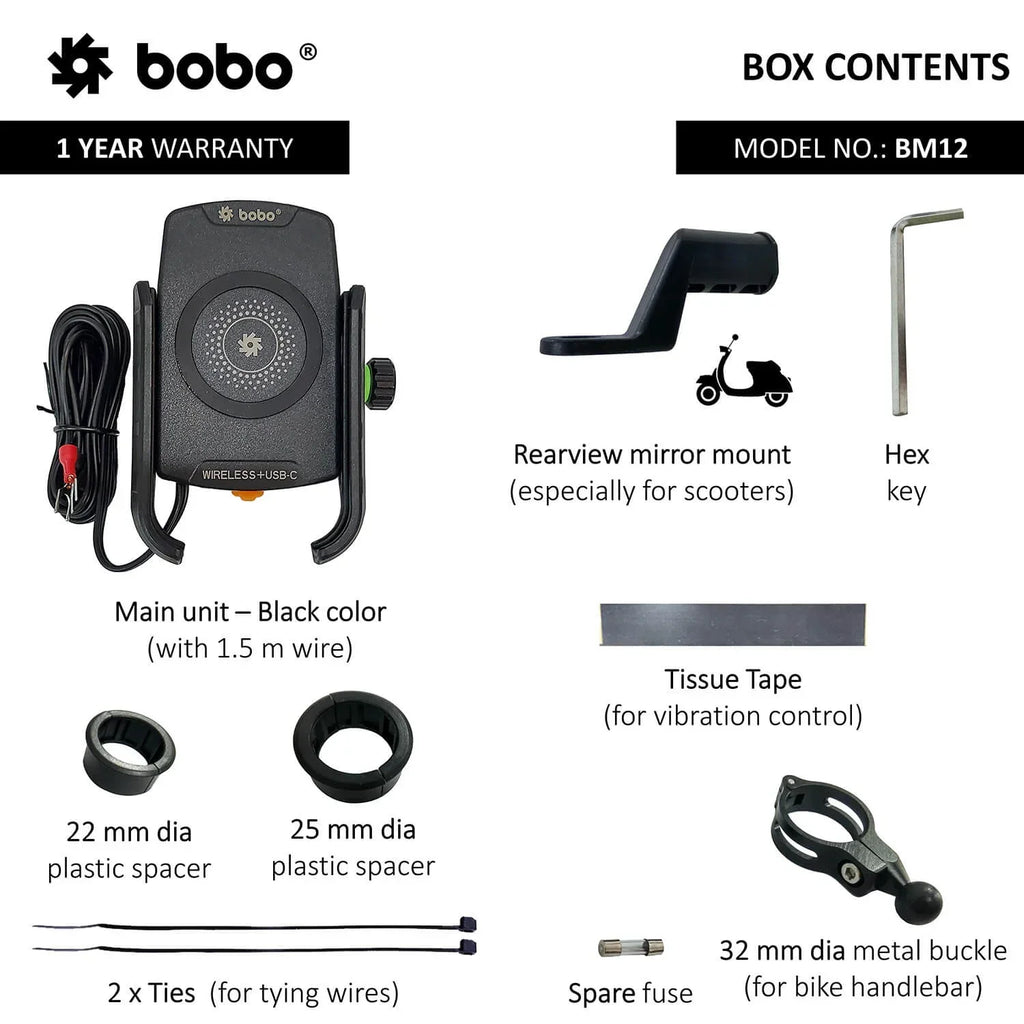 BOBO BM12 Bike Phone Holder with Fast 15W Wireless & USB-C Charger - View 6