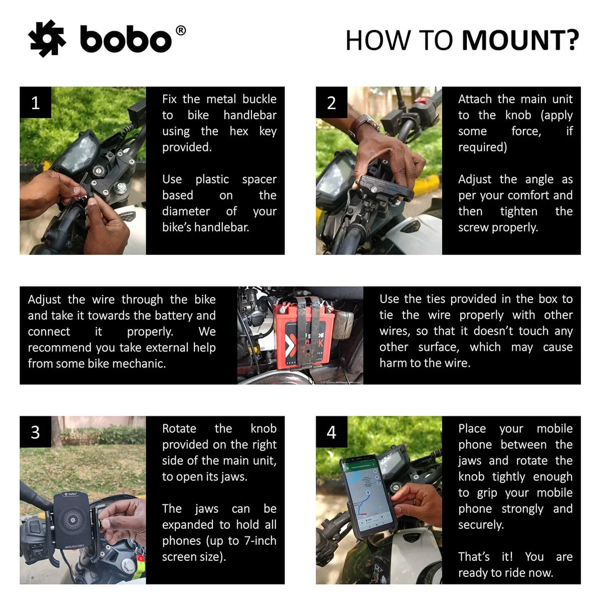 BOBO BM12 Bike Phone Holder with Fast 15W Wireless & USB-C Charger - View 7