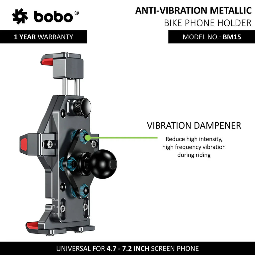 BOBO BM15 Anti-Vibration Metallic Heavy Duty Bike Phone Holder - View 2