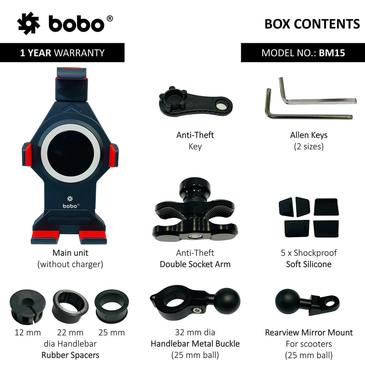 BOBO BM15 Anti-Vibration Metallic Heavy Duty Bike Phone Holder - View 5