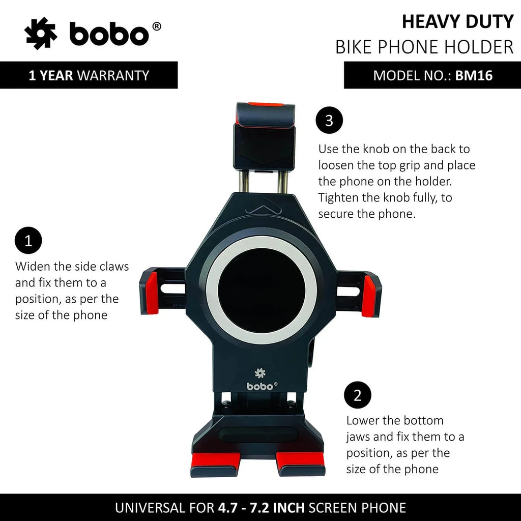 BOBO BM16 Anti-Vibration Metallic Bike Phone Holder with Fast 15W Wireless Charger - View 5