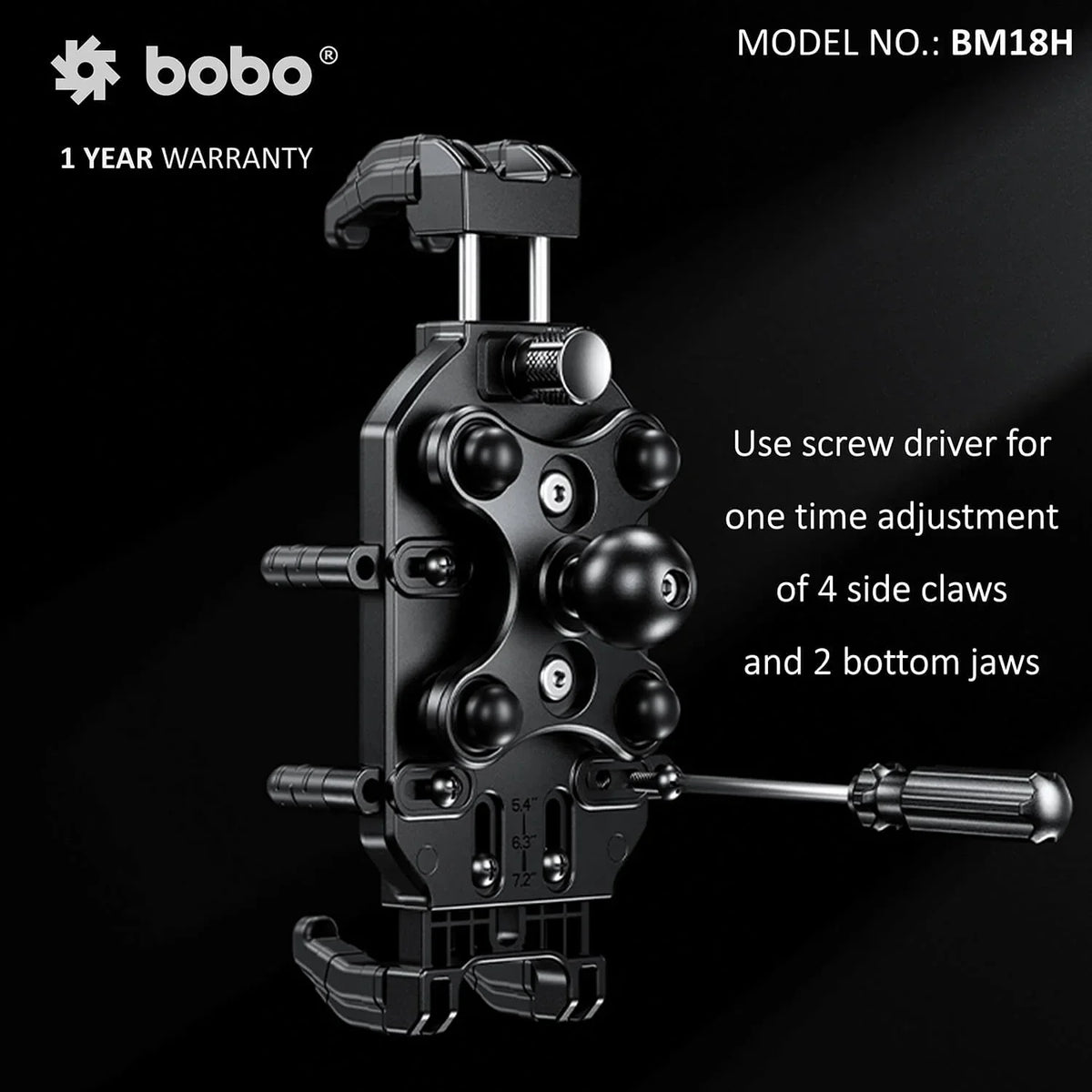 BOBO BM18H/M PRO Anti-Vibration Phone Mount with 15W Wireless Charger & USB-C Charging - View 5