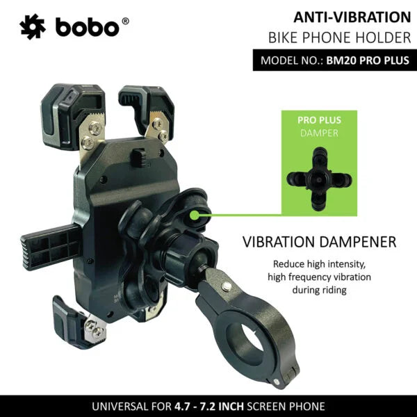 BOBO BM20 PRO PLUS 4-Corner Grip Bike Phone Holder with PRO PLUS Vibration Damper - View 3