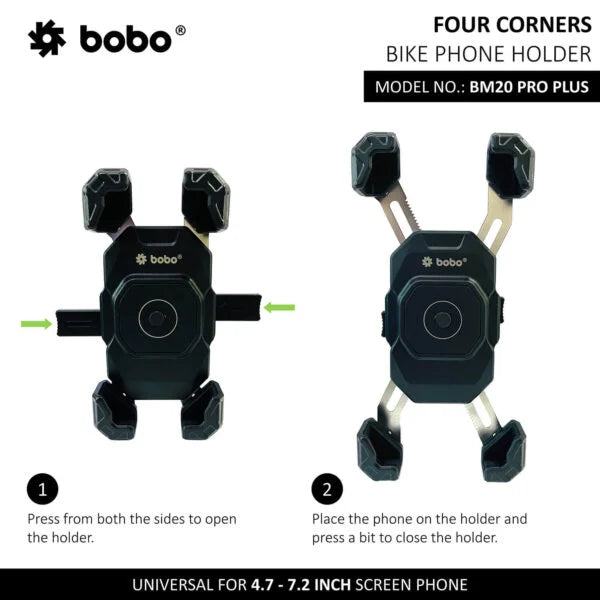 BOBO BM20 PRO PLUS 4-Corner Grip Bike Phone Holder with PRO PLUS Vibration Damper - View 2