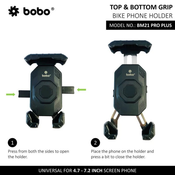 BOBO BM21 PRO PLUS Top & Bottom Grip Bike Phone Holder with PRO PLUS vibration damper - View 2