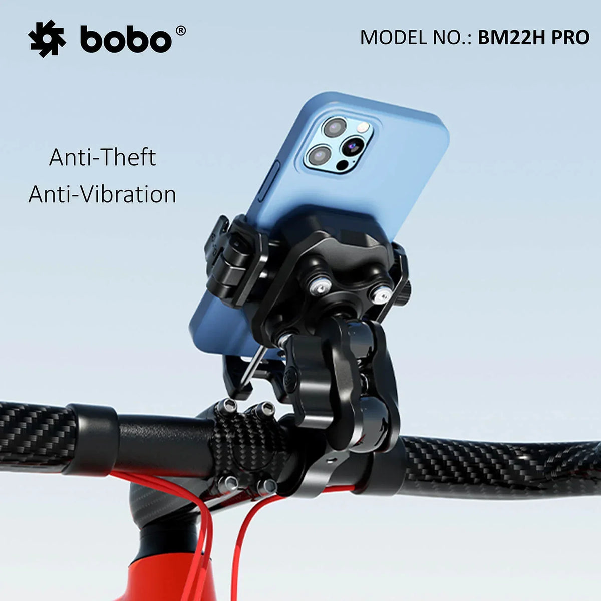 BOBO BM22H/M PRO Anti-Theft Bike Phone Holder with Anti-Vibration and Quick Release - View 3