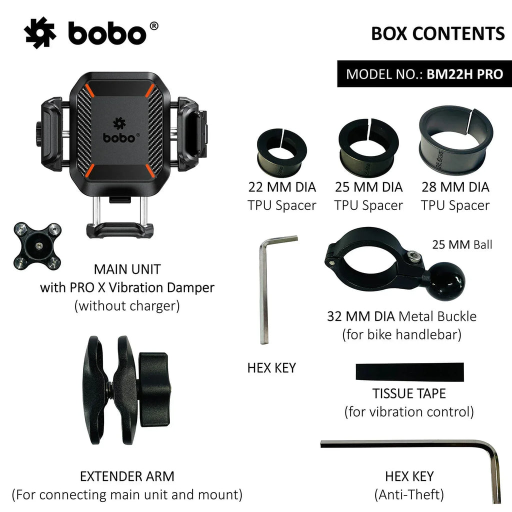 BOBO BM22H/M PRO Anti-Theft Bike Phone Holder with Anti-Vibration and Quick Release - View 5