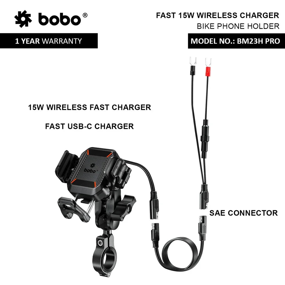 BOBO BM23H/M PRO Bike Phone Holder with Wireless & 36W USB-C Charging and Anti Vibration - View 6