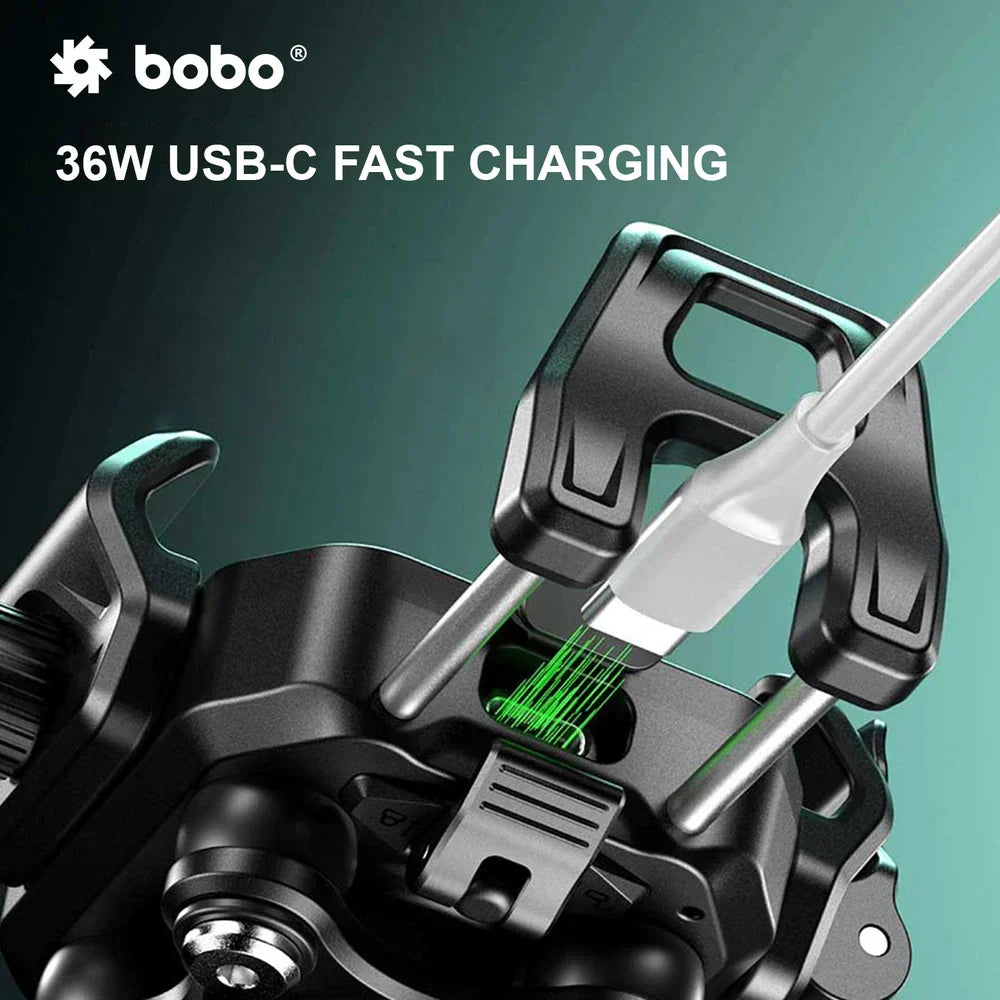 BOBO BM23H/M PRO Bike Phone Holder with Wireless & 36W USB-C Charging and Anti Vibration - View 5