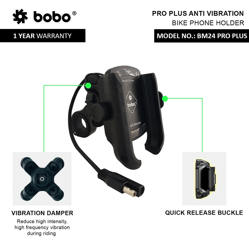 BOBO BM24 PRO PLUS Quick Release Bike Phone Holder with 36W USB-C Charger - View 2