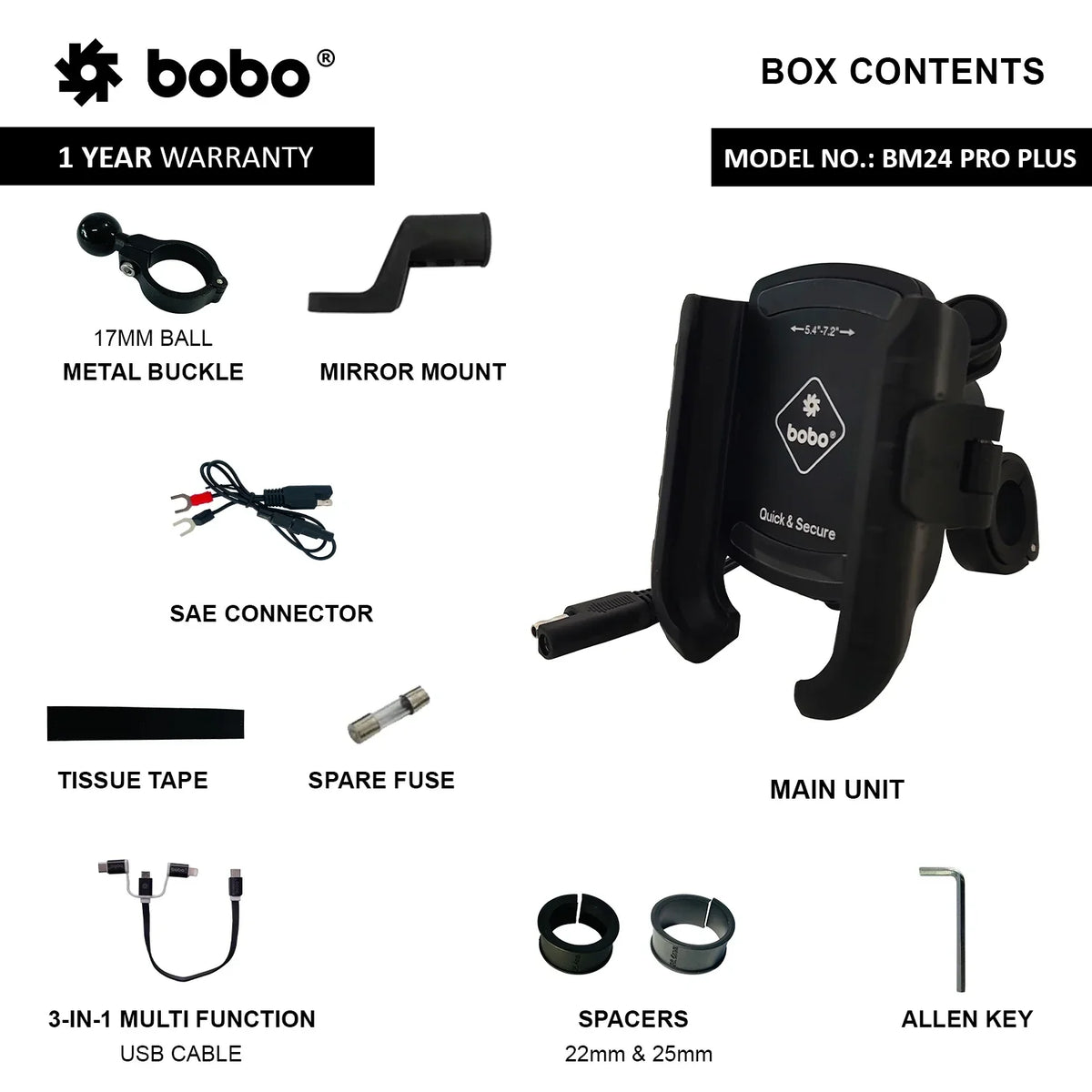 BOBO BM24 PRO PLUS Quick Release Bike Phone Holder with 36W USB-C Charger - View 5