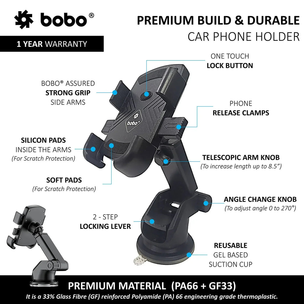 BOBO Universal Windshield & Dashboard Phone Holder - View 2