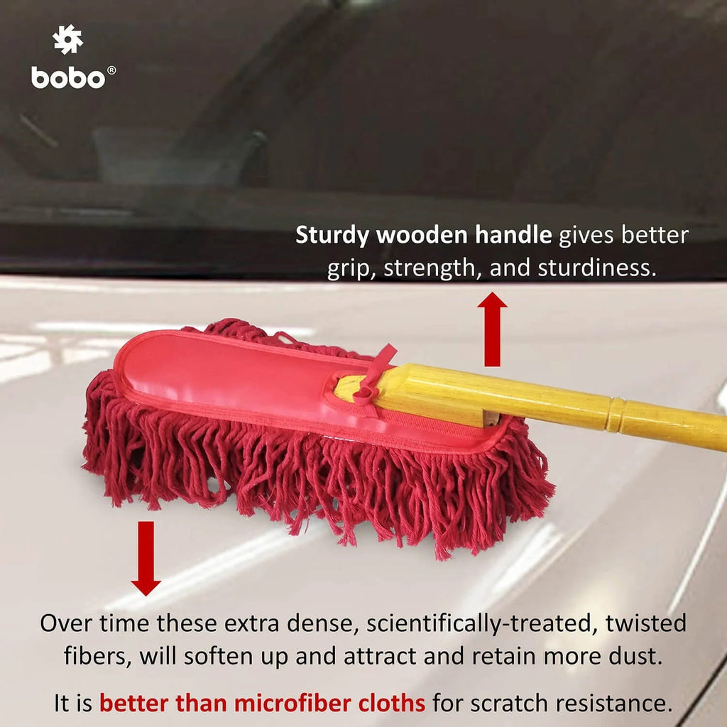 BOBO Car Duster – Premium Wax Treated Strands With Durable Solid Wood Handle – Includes Storage Cover - View 6