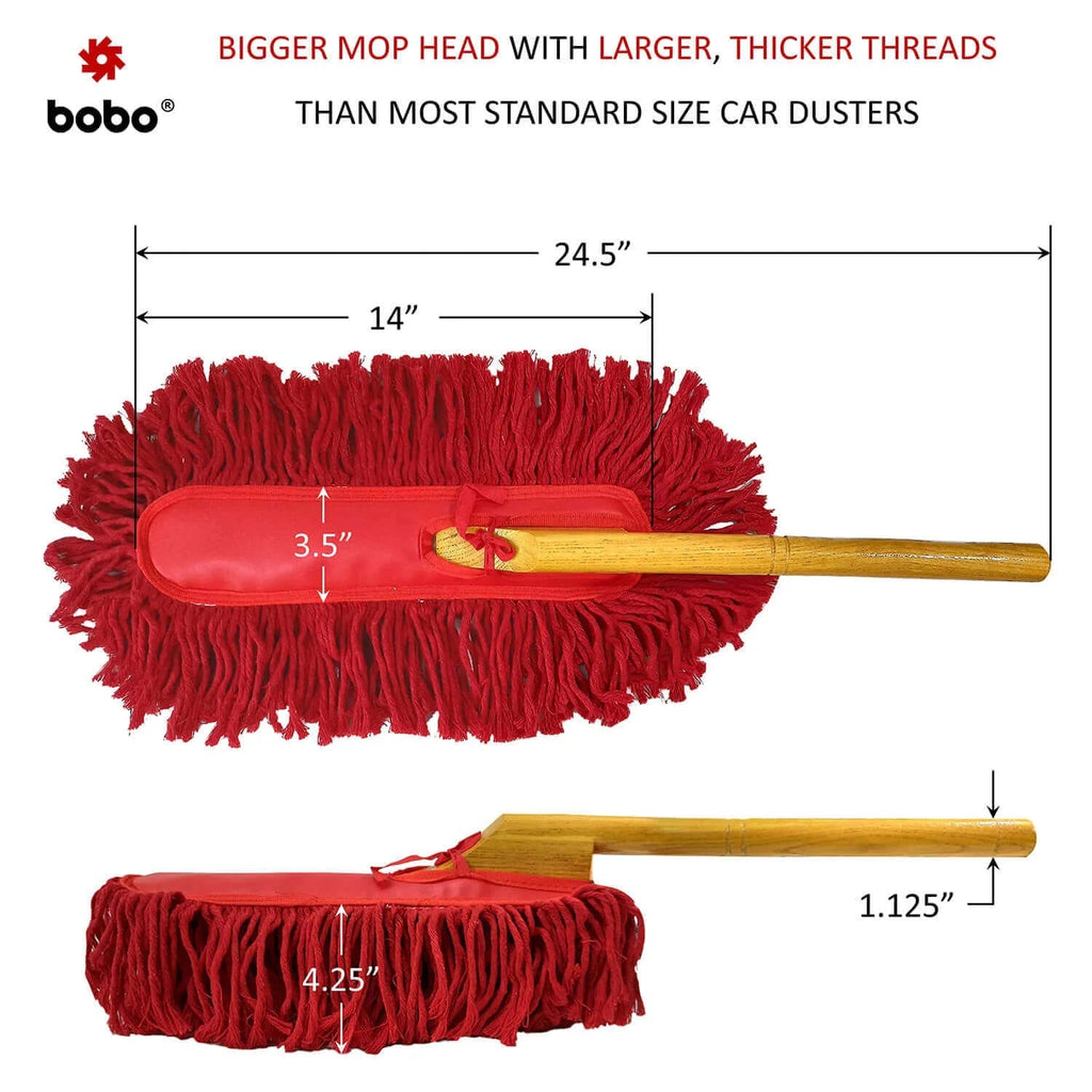 BOBO Car Duster – Premium Wax Treated Strands With Durable Solid Wood Handle – Includes Storage Cover - View 3
