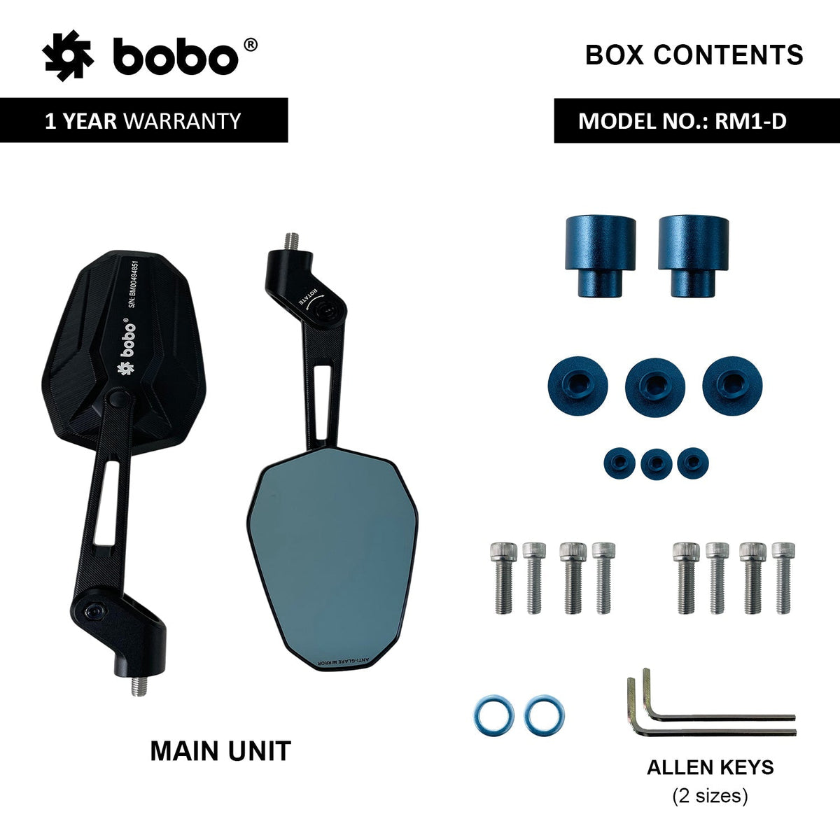 BOBO RM1-D Anti-Glare, Anti-Fog Rearview Bike Mirror - View 4