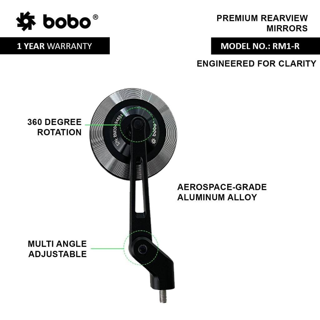 BOBO RM1-R Anti-Glare, Anti-Fog Rearview Bike Mirror - View 2