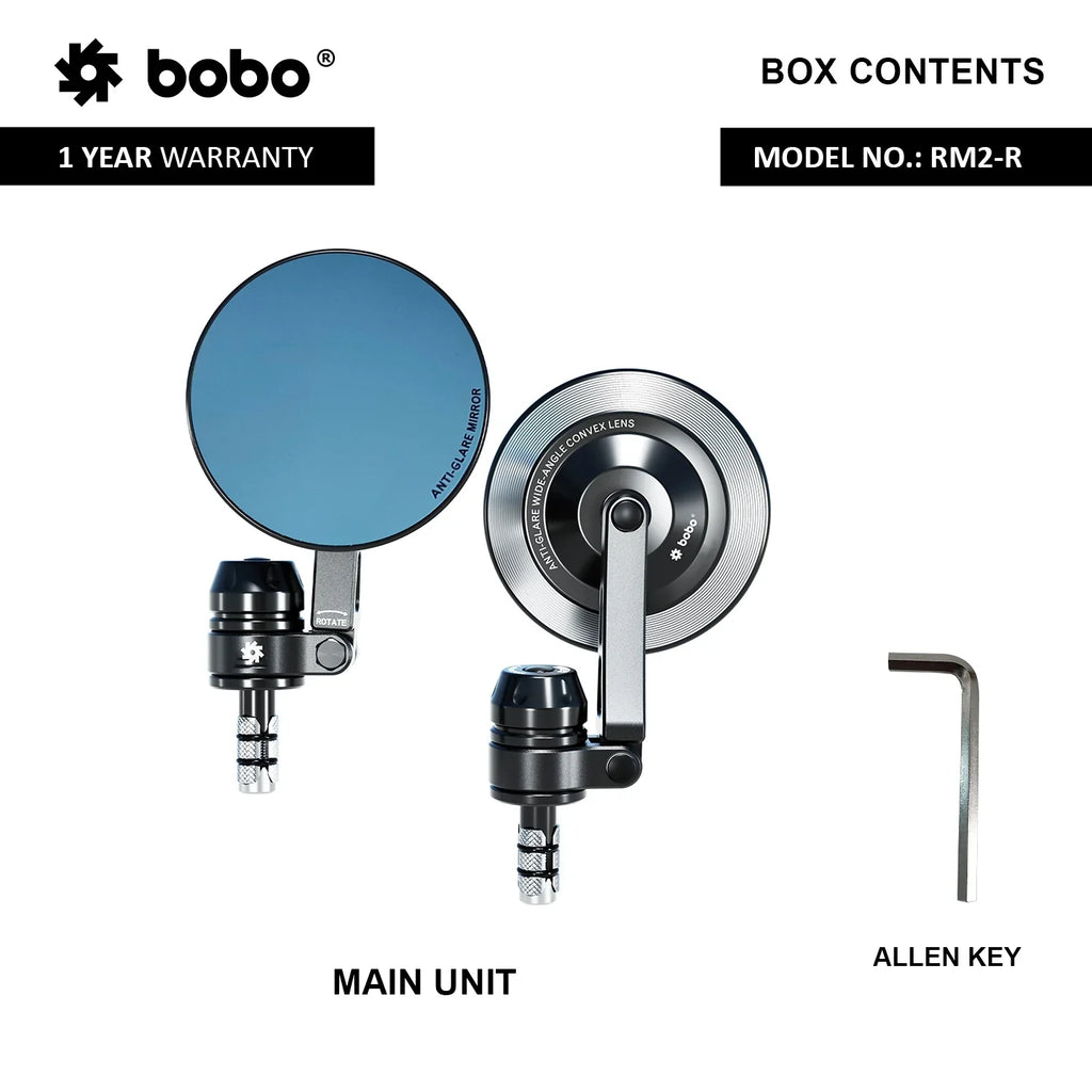BOBO RM2-R Anti-Glare, Anti-Fog Bike Bar End Mirror - View 4