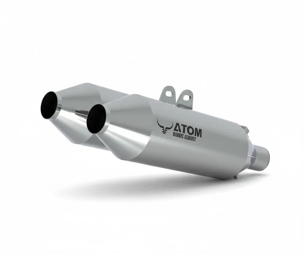 Barrel Atom 2.0 Mirror Polish Slip-On Exhaust for Royal Enfield Interceptor 650 / Continental GT 650 | 304 Stainless Steel