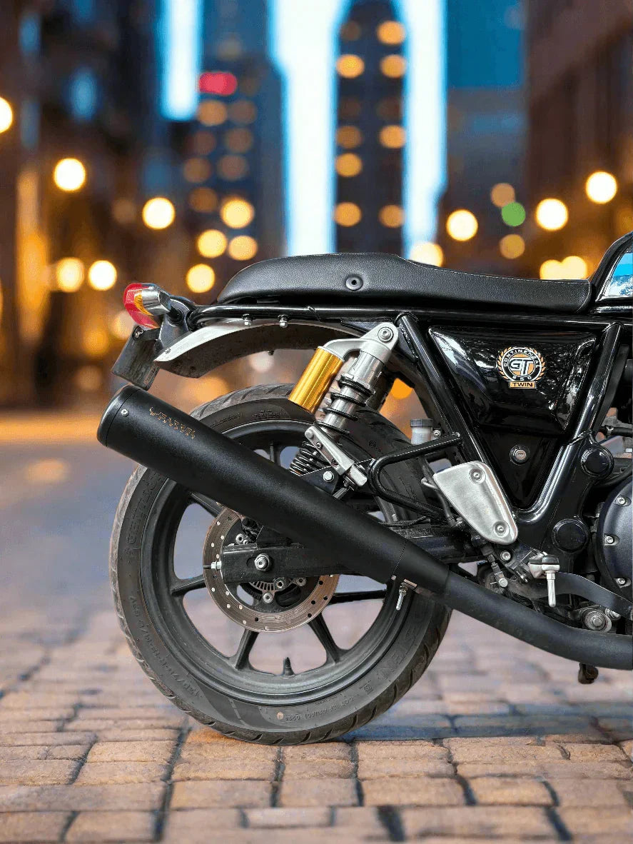 Barrel Exhaust-10 Bass Master Slip-On Exhaust for Royal Enfield Interceptor 650 / Continental GT 650 (Black) | 304 Stainless