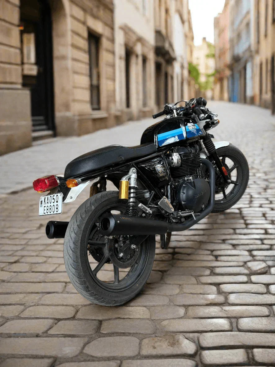 Barrel Exhaust-10 Bass Master Slip-On Exhaust for Royal Enfield Interceptor 650 / Continental GT 650 (Black) | 304 Stainless