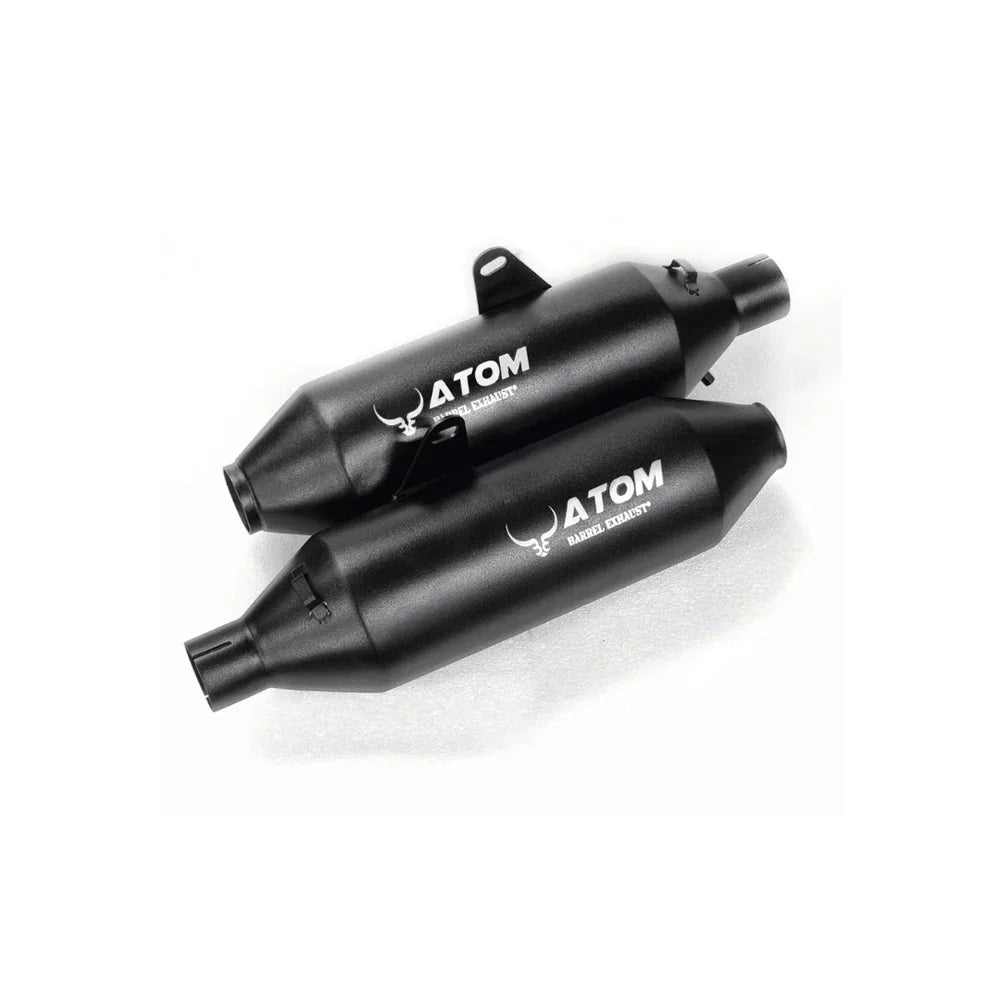 Barrel Atom Black Performance Exhaust for Royal Enfield Interceptor 650 / Continental GT 650 | Free Flow Exhaust