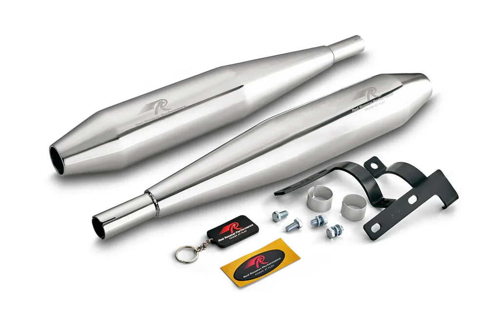 Red Rooster Celesta Pro Exhaust for Jawa 42 / Jawa Classic / Jawa Roadster | Performance Exhaust (Polish / Black) - View 4