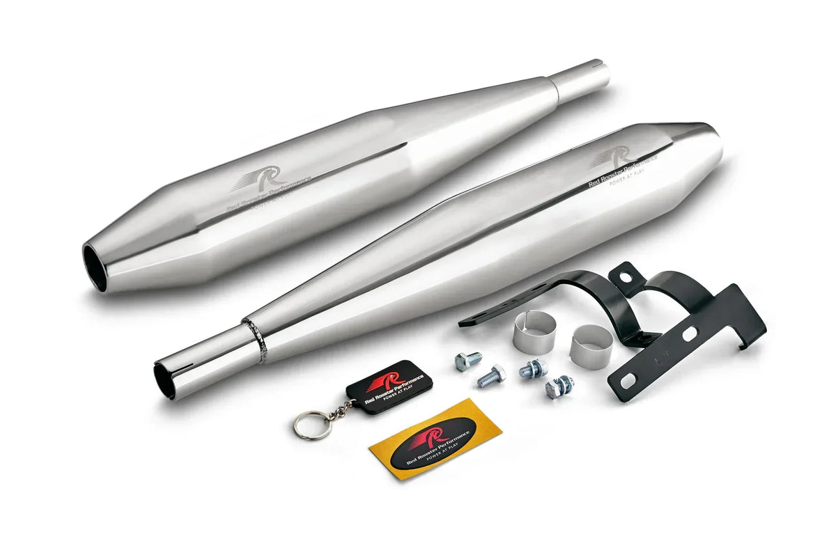Red Rooster Celesta Pro Exhaust for Jawa 42 / Jawa Classic / Jawa Roadster | Performance Exhaust (Polish / Black)