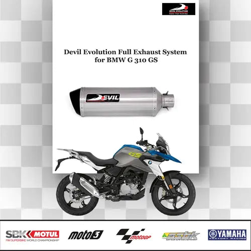 Devil Evolution Full Sports Exhaust System for BMW G 310 GS | Performance Racing Exhaust India