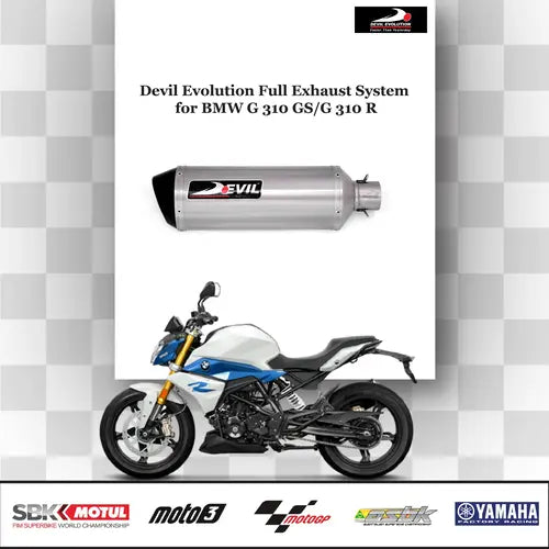 Devil Evolution Full Sports Exhaust System for BMW G 310 R / BMW G 310 RR / TVS Apache RR 310 | Performance Racing Exhaust