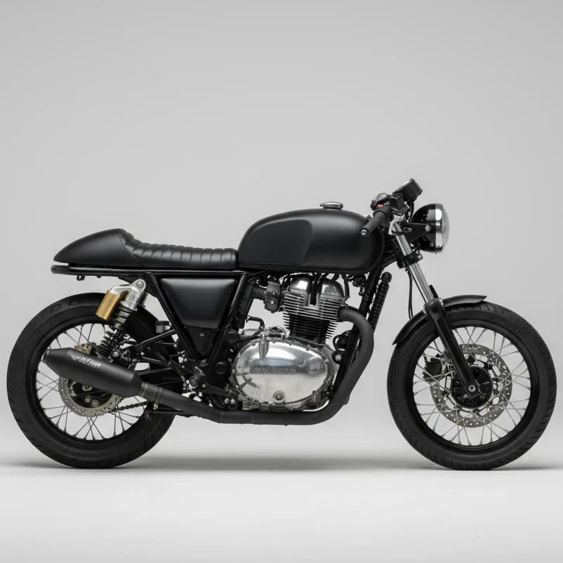 Barrel Atom Black Performance Exhaust for Royal Enfield Interceptor 650 / Continental GT 650 | Free Flow Exhaust - View 2