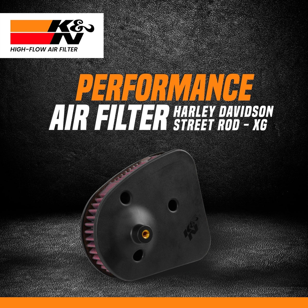 K&N High Performance Air Filter for Harley Davidson Street Rod 750 2017 - HD-4915 | Reusable High Flow Cotton Air Filter