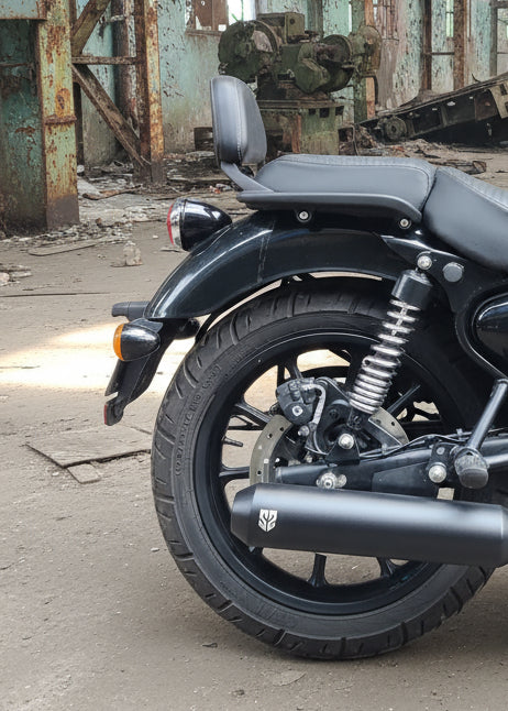 SS Motocorp Slip-On Exhaust for Royal Enfield Classic Reborn 350 | Steel Polished & Matte Black Finish Performance Silencer