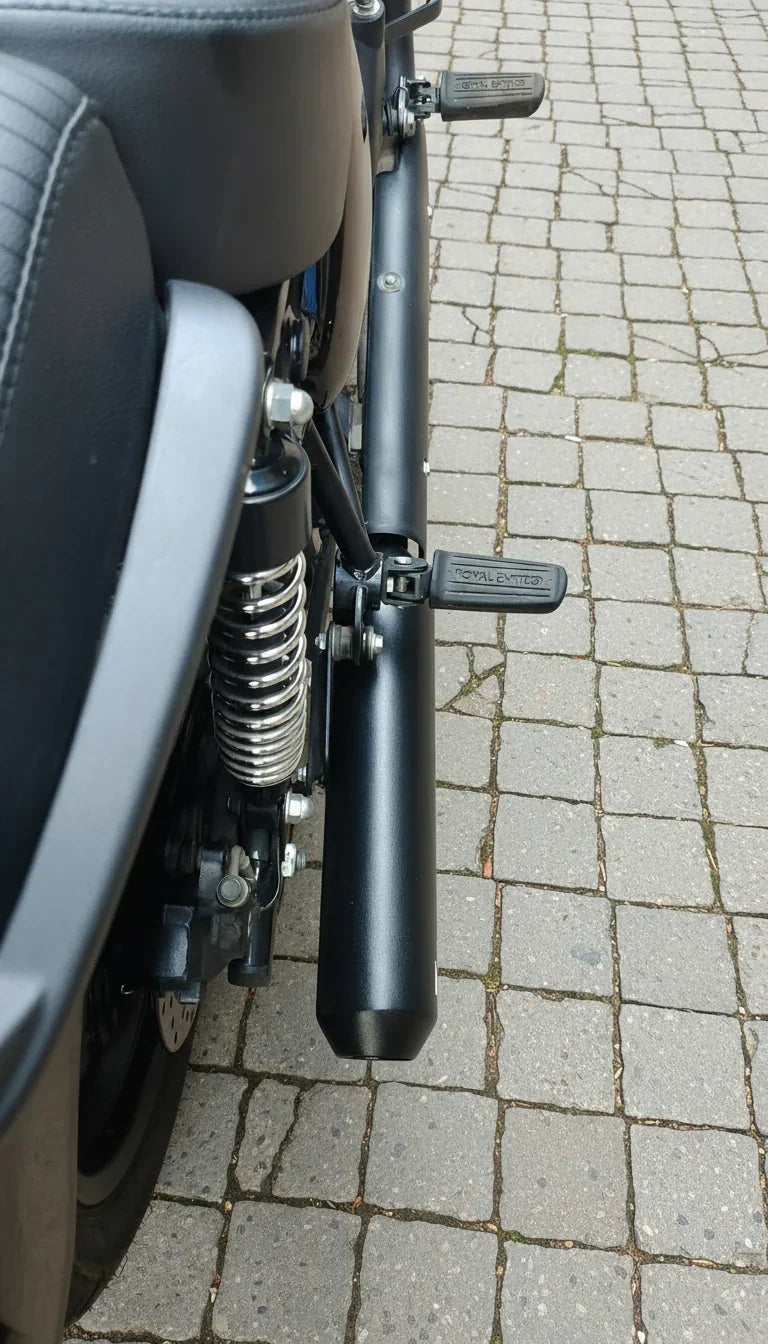 SS Motocorp Slip-On Exhaust for Royal Enfield Classic Reborn 350 | Steel Polished & Matte Black Finish Performance Silencer