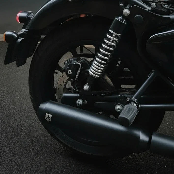 SS Motocorp Slip-On Exhaust for Royal Enfield Classic Reborn 350 | Steel Polished & Matte Black Finish Performance Silencer