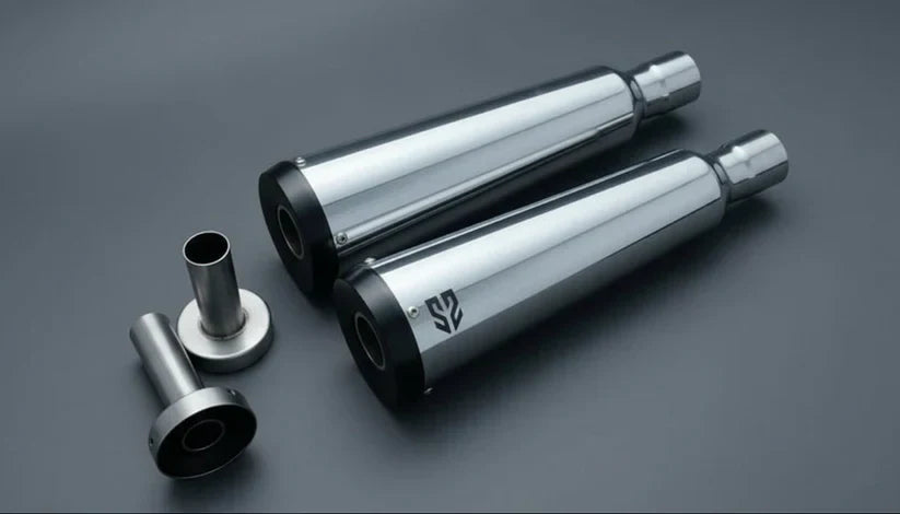 SS Motocorp Adaptable Slip-On Exhaust (Pair) Fat Cans for Royal Enfield Interceptor 650 / Continental GT 650 | Matte, Mirror