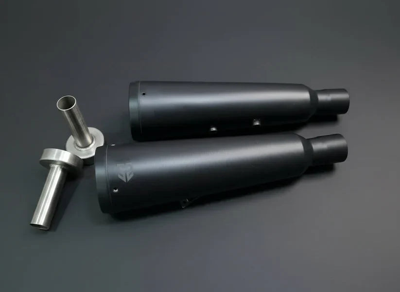 SS Motocorp Adaptable Slip-On Exhaust (Pair) Fat Cans for Royal Enfield Interceptor 650 / Continental GT 650 | Matte, Mirror