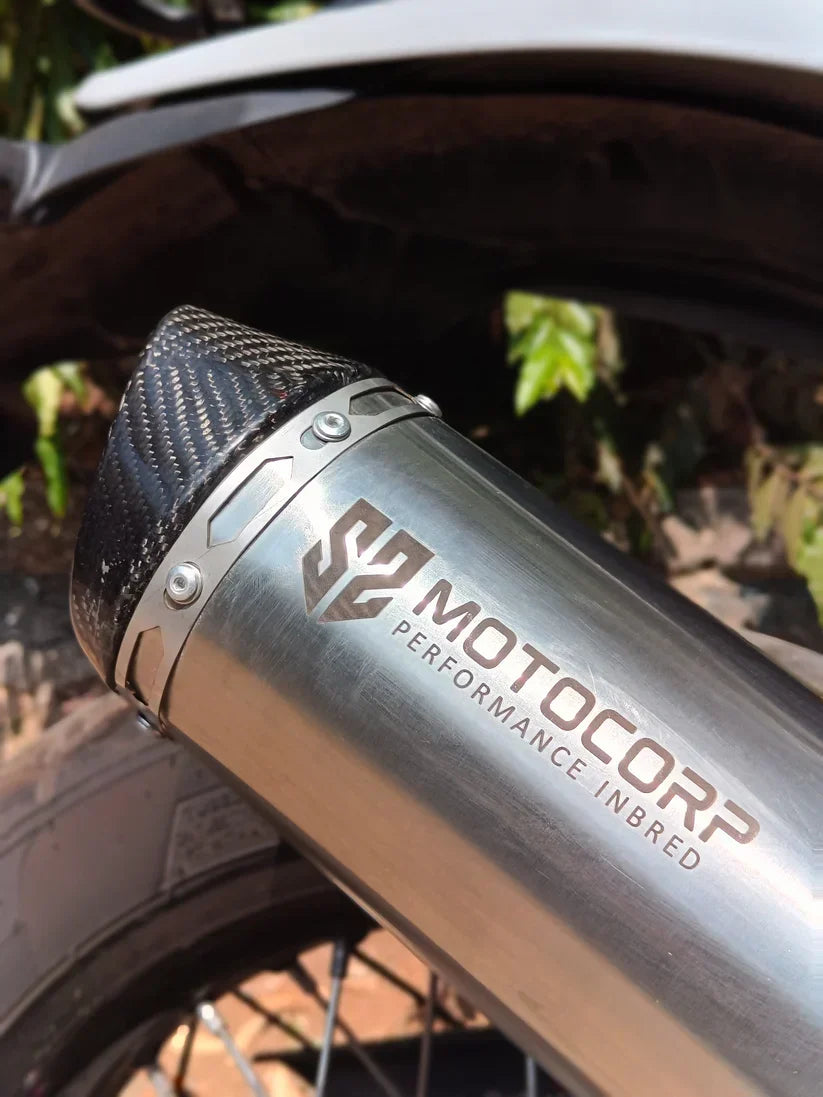 SS Motocorp Slip-On Exhaust Silencer for Royal Enfield Himalayan 450 | Carbon Fiber Tip Performance Exhaust with DB Killer