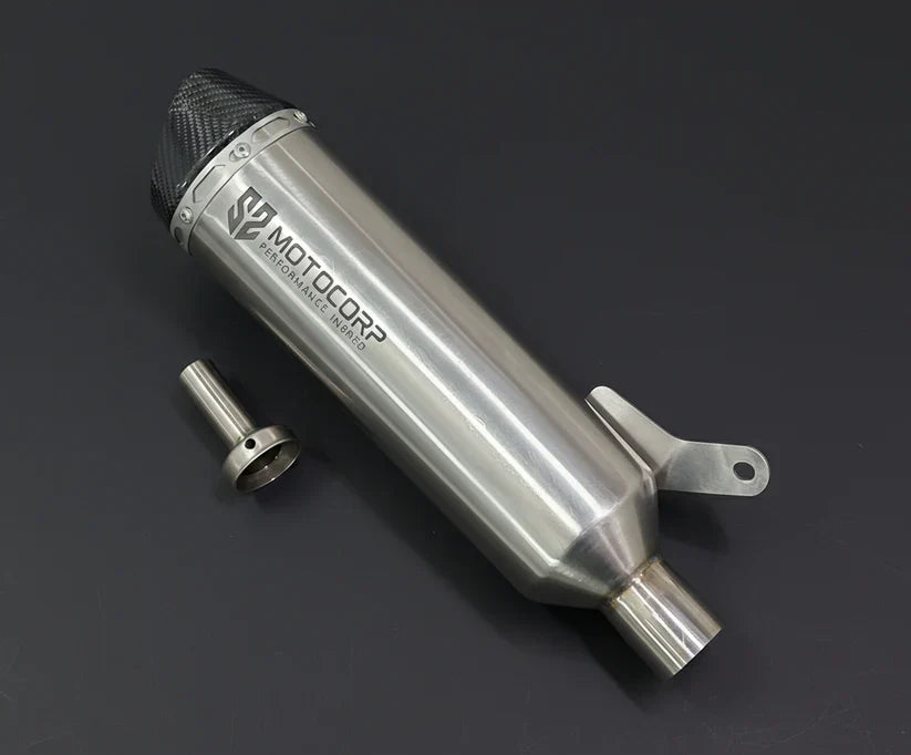 SS Motocorp Slip-On Exhaust Silencer for Royal Enfield Himalayan 450 | Carbon Fiber Tip Performance Exhaust with DB Killer