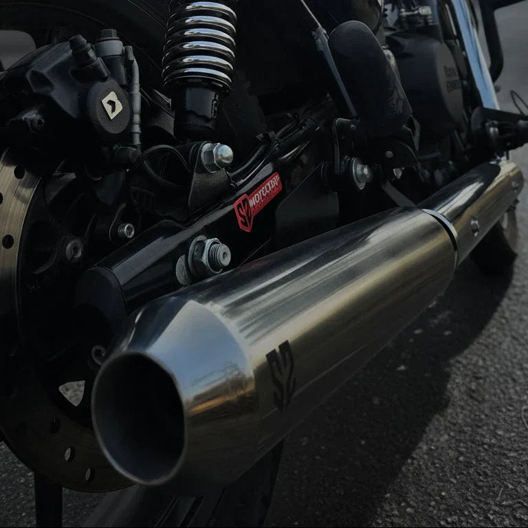 SS Motocorp Slip-On Exhaust for Royal Enfield Classic Reborn 350 | Steel Polished & Matte Black Finish Performance Silencer