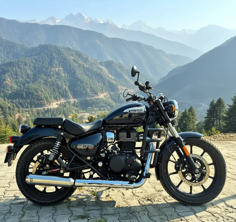SS Motocorp Slip-On Exhaust for Royal Enfield Meteor 350 | Steel Polished & Matte Black Finish Performance Silencer - View 3