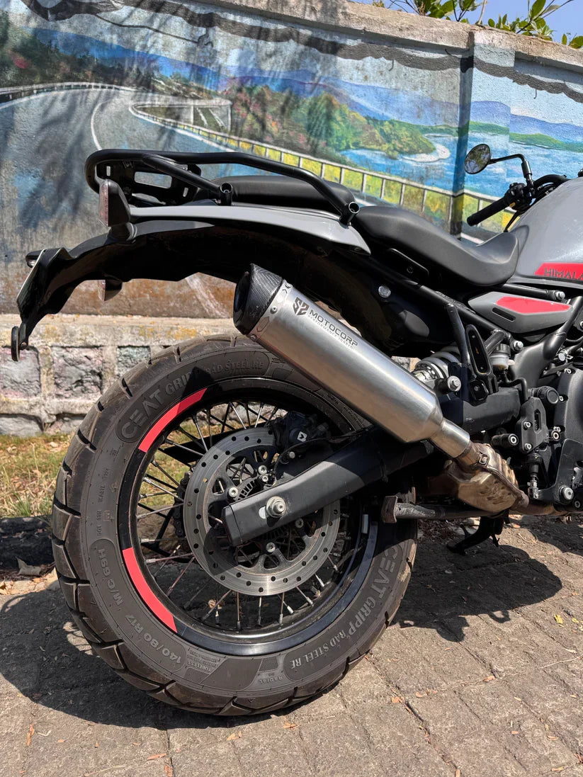 SS Motocorp Full System Exhaust for Royal Enfield Himalayan 450 | Stainless Steel Header + Carbon Fiber Tip Slip-On