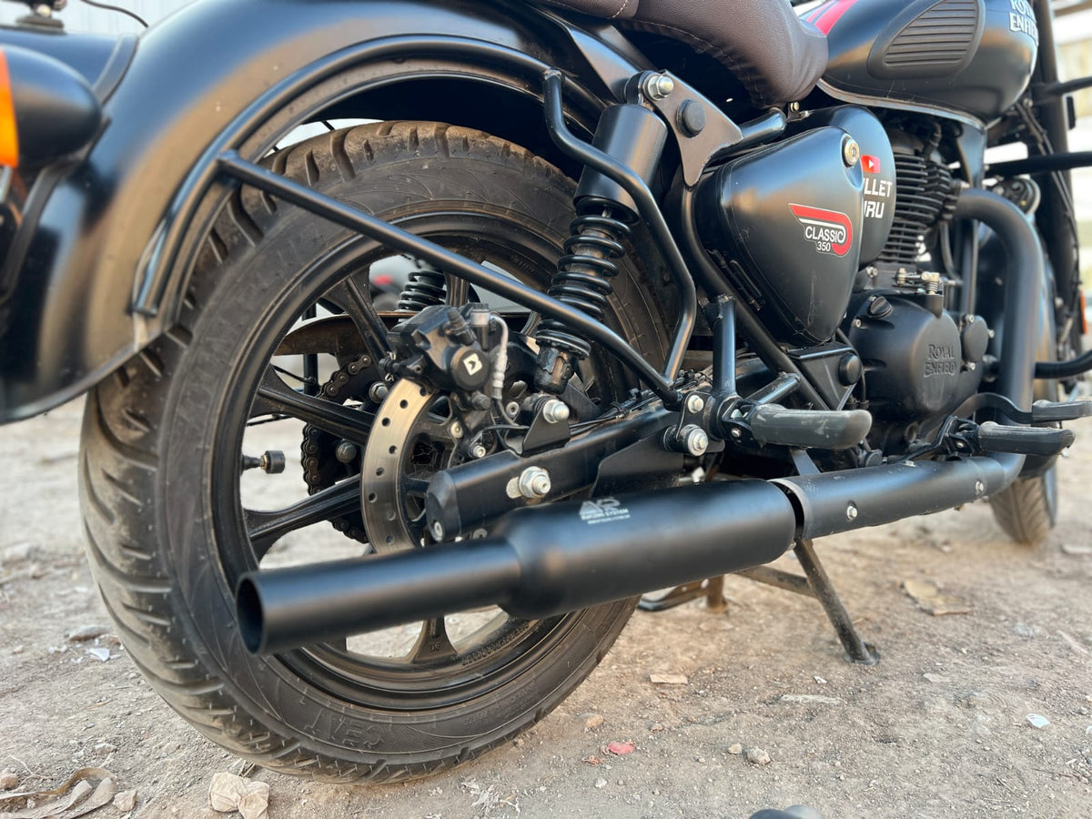 KP Racing System INDORI Performance Exhaust Black for Royal Enfield Bullet 350, Classic 350 Reborn & Meteor 350 (J-Series)