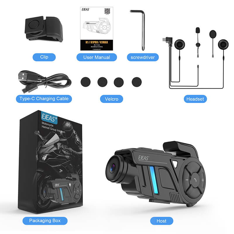 EJEAS K1 PRO+ (2-IN-1 Motorcycle Mesh Intercom Headset & Helmet Recorder) - View 3