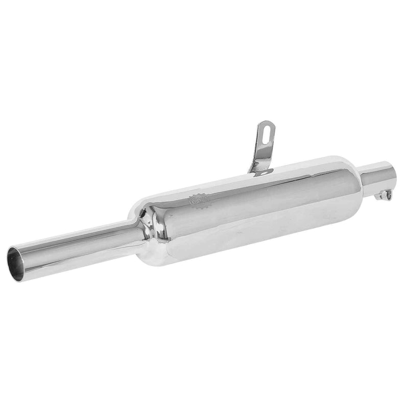 LGP Universal Motorcycle Silencer W-Logo Reborn | Black & Silver Deep Sound Bike Exhaust Muffler