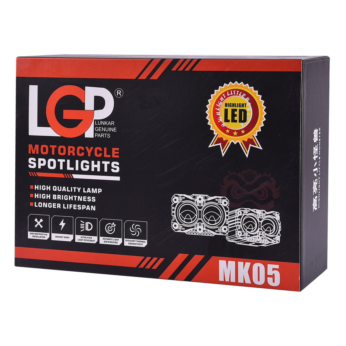 LGP MK05 High Power Motorcycle LED Light 80W Universal Bike Spotlight - View 8